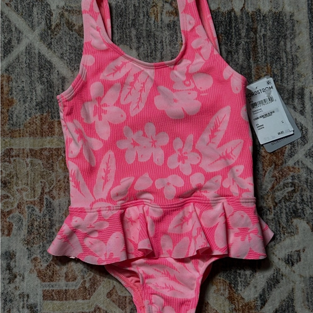 Nordstrom Pink One Piece Swimsuit with Ruffled Skirt